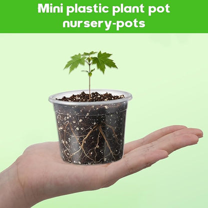 240 Pcs Clear Mini Plastic Plant Pot with Drainage Holes, 2.5 Inch Nursery Seedling Pots Seed Starter Round Plastic Pots for Succulent Plants Cuttings Transplanting, Indoor Outdoor Use