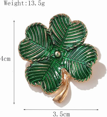 St.Patrick's Day Brooches for Women Dainty Crystal Four Leaf Lapel Pin Shamrock Hat Brooch Pins Irish Enamel Brooches Irish Holiday Costume Accessory Jewelry