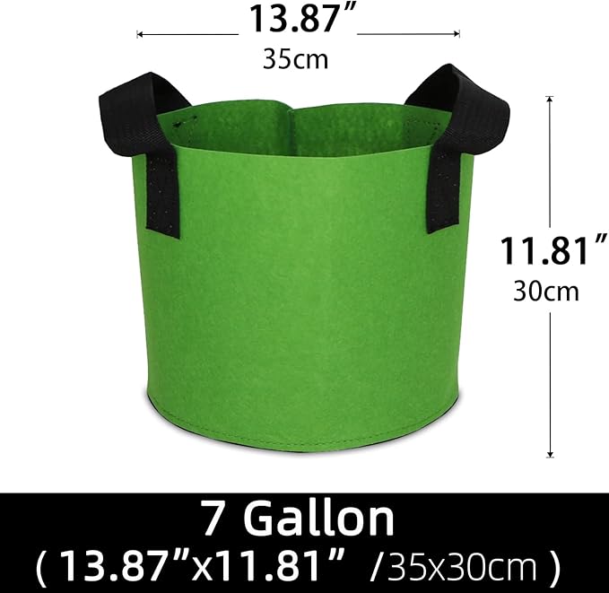 Grow Bags,Growing Pot Bags Garden Grow Bag Indoor Outdoor Fabric Aeration Plant Pot Container Flower Vegetable Pouch (Green,7 Gallon)