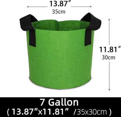 Grow Bags,Growing Pot Bags Garden Grow Bag Indoor Outdoor Fabric Aeration Plant Pot Container Flower Vegetable Pouch (Green,7 Gallon)