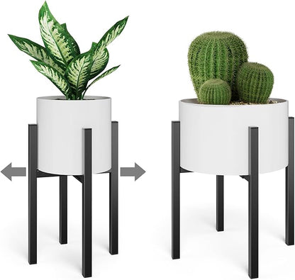 MUDEELA Adjustable Metal Plant Stand Indoor & Outdoor, Single Indoor Plant Stand Fits 8-12 inch Pots, Black Stand for Indoor Plants, Pot Plant Not Included