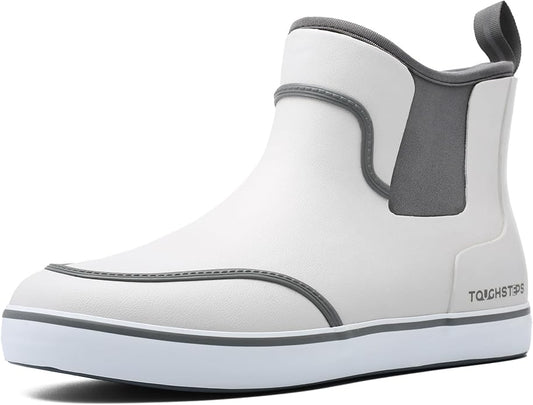 Men's Deck Boots for Fishing Waterproof ankle Rain Boots Non-Slip Neoprene Rubber water shoes for Boating Gardening Sailing Daily
