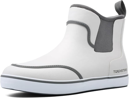 Men's Deck Boots for Fishing Waterproof ankle Rain Boots Non-Slip Neoprene Rubber water shoes for Boating Gardening Sailing Daily
