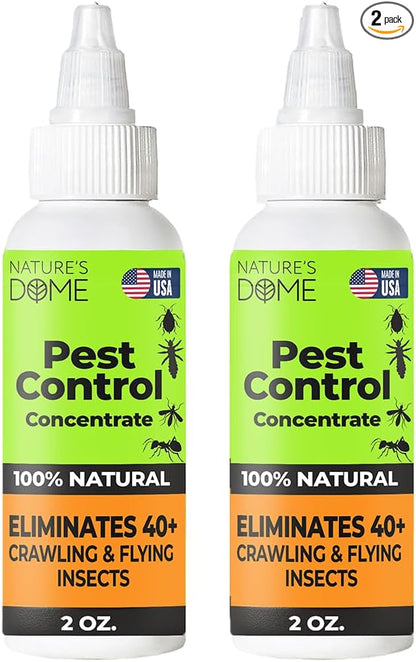 Nature’s Dome Natural Pest Control 2pk – Save & Make 32oz – Plant-Based Bug Killer for Ants, Roaches, Spiders & 40+ Insects – Pet & Child Safe Indoor/Outdoor Essential Oil Spray – Non-Staining