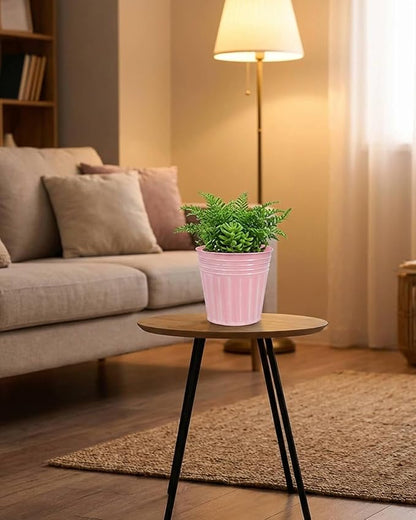 vensovo 5 Inch Pink Metal Rustic Flower Pots - 6Pcs Medium Galvanized Planters with Drainage Hole and Rubber Plug, Rustproof Metal Bucket Plant Pots Farmhouse Vintage Style for Decor