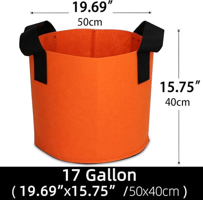 Grow Bags,Growing Pot Bags Garden Grow Bag Indoor Outdoor Fabric Aeration Plant Pot Container Flower Vegetable Pouch (Dark Orange,17Gallon)
