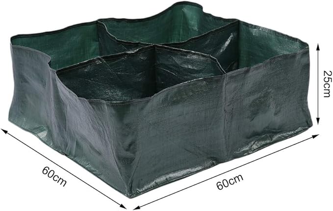 Firlar Raised Garden Bed, Raised Bed, 4 Divided Grids Square Garden Grow Bags Planter Box for Plants, Herb, Flowers and Vegetables