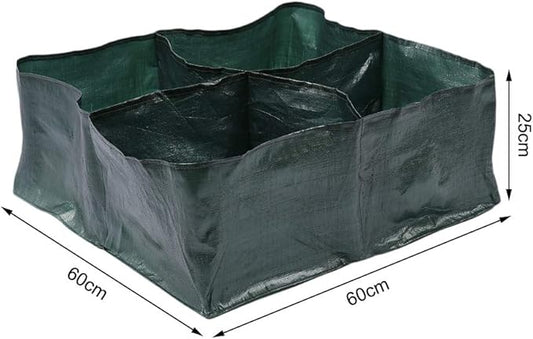 Firlar Raised Garden Bed, Raised Bed, 4 Divided Grids Square Garden Grow Bags Planter Box for Plants, Herb, Flowers and Vegetables