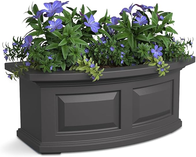 Mayne Nantucket 2-Foot Window Box – Self-Watering, Weather-Resistant Planter for Flowers – Durable Design for Outdoor Use, Perfect for Windows