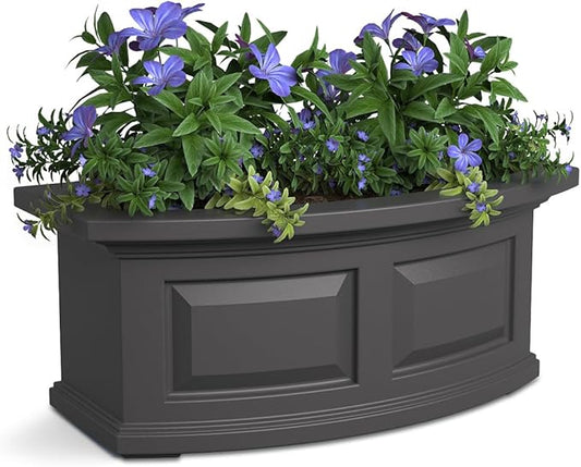 Mayne Nantucket 2-Foot Window Box – Self-Watering, Weather-Resistant Planter for Flowers – Durable Design for Outdoor Use, Perfect for Windows