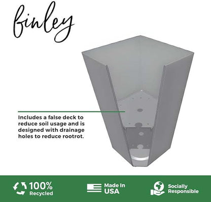 Bloem Finley 20" Tall Square Peppercorn Plastic Resin Planter with Drainage Holes for Indoor and Outdoor Gardening