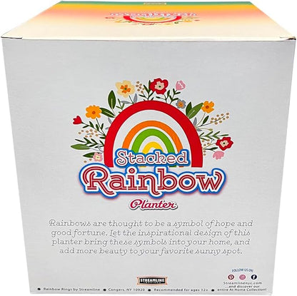 Streamline Imagined Rainbow Retro Indoor Planter, 4.5" L x 4.5" W x 4.75" H