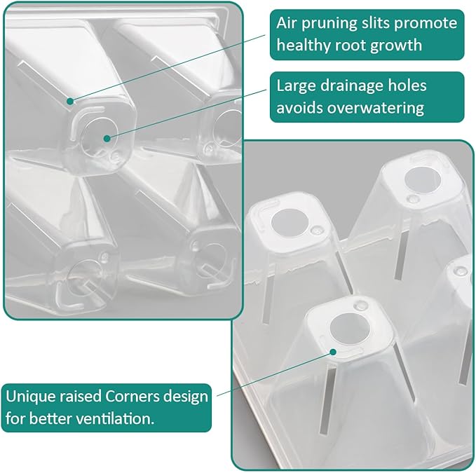 80 Pack Reusable 4-Cell Clear Seed Starter Trays - Extra Large Drainage Holes, Easy Transplant, Clear Transparent Tray for Root Observation, Seed Starting, Fits Standard 1020 Flats