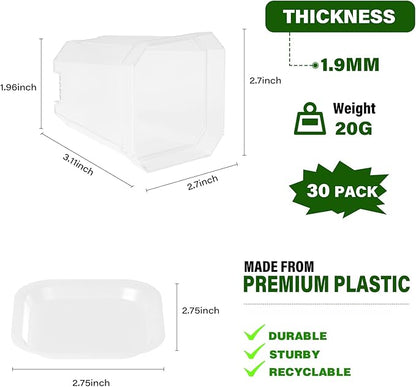 foxany 3" Clear Nursery Pots, 30 Pcs Thick Plastic Plant Pot, Square Flower Planting Pot, Seedling Planter Seed Starter Pots with Saucers