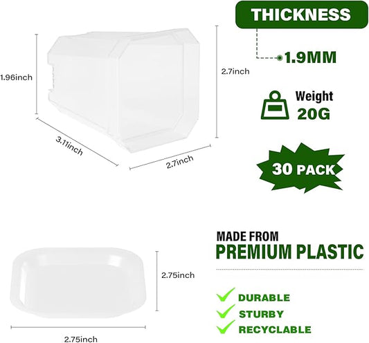 foxany 3" Clear Nursery Pots, 30 Pcs Thick Plastic Plant Pot, Square Flower Planting Pot, Seedling Planter Seed Starter Pots with Saucers