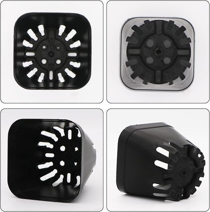 2.5 Inch Plastic Plant Nursery Pots 100 Pcs Seedlings Flower Plant Container Black Seed Starting Pots for Succulents Plants Vegetables Fruits Seedlings Transplanting
