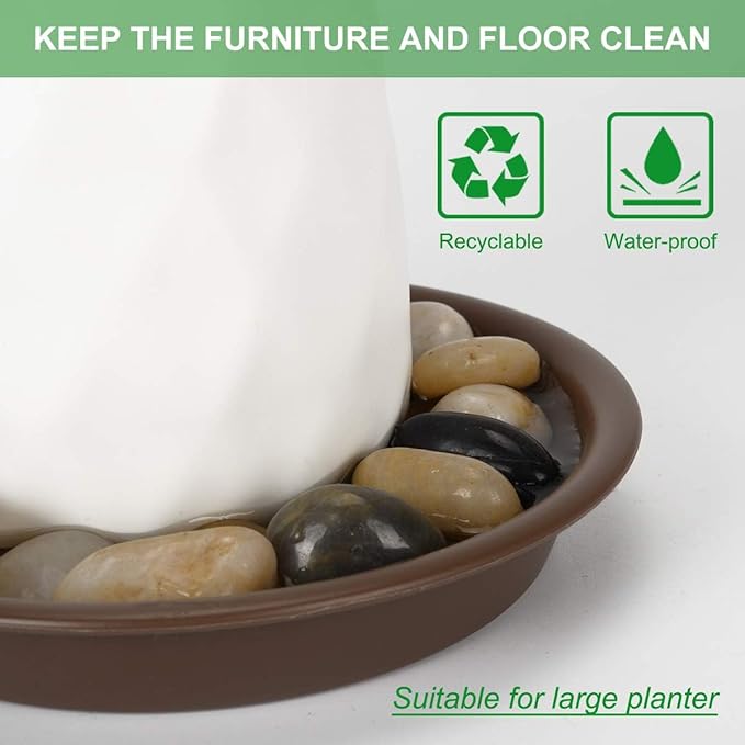 Plant Saucer 12 inch, Heavy Large Planter Durable Thicker Plastic Plant Trays for Indoors and Outdoor, Plant Saucer Drip Trays,Brown (12" - 3 Pack)