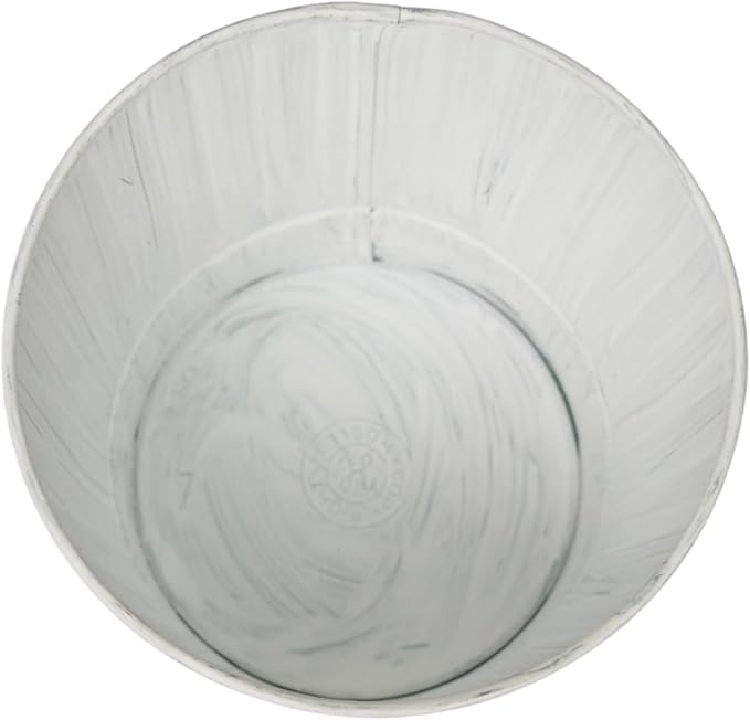 Hosley Pack of 2 White Wash Metal Planters, 5" Diameter x 4.8" High Rustic Farmhouse Buckets for Floral Arrangements, Weddings, Parties, Events & Home Décor