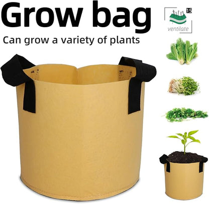 Grow Bags,Growing Pot Bags Garden Grow Bag Indoor Outdoor Fabric Aeration Plant Pot Container Flower Vegetable Pouch (Khaki,15Gallon)