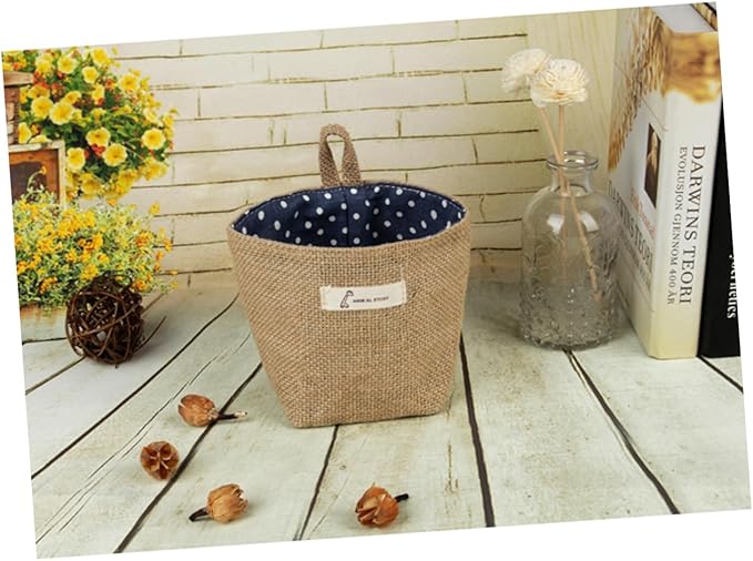 Mini Closet Bag Closet Hanging Bins Small Hanging Basket Wall Pocket Wall Hanging for Organizing Flower Pots Fabric Flower Pot Hanging Jute Bag Organizer Storage