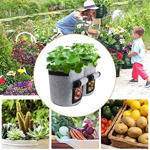 2 Pack 4 Gallon Potato Grow Bags, Planter Bag Heavy Duty, Thickened Growing Bags Garden Vegetable Planter with Handles & Large Harvest Window