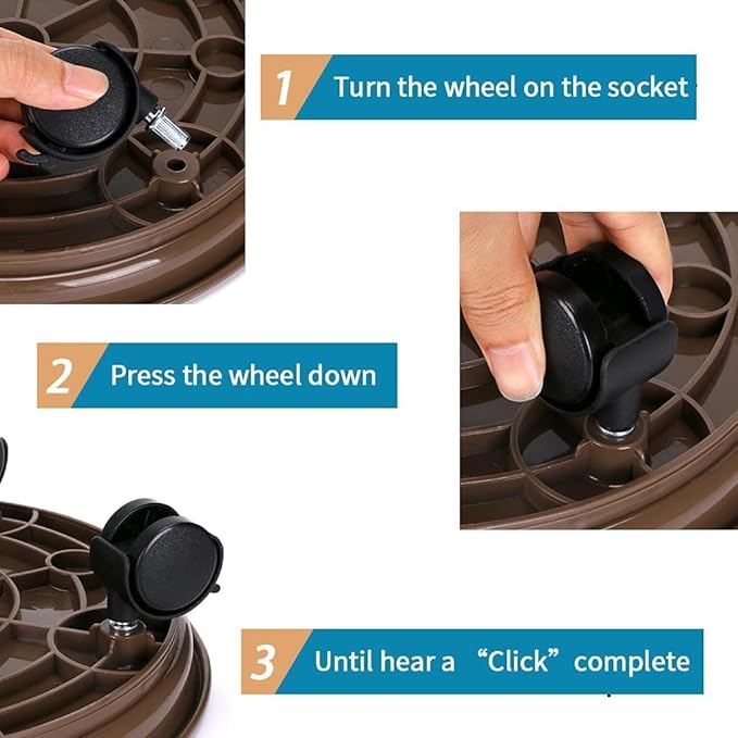 2Pcs Plant Caddy,Planter Pot Mover, Plant Pot Pallet Dolly Caster with Universal Wheels, Round Movable Planter Dolly Trolley Tray Pallet Outdoor Indoor Tree Flower Stand Planter (13 inch+2pcs+brown)
