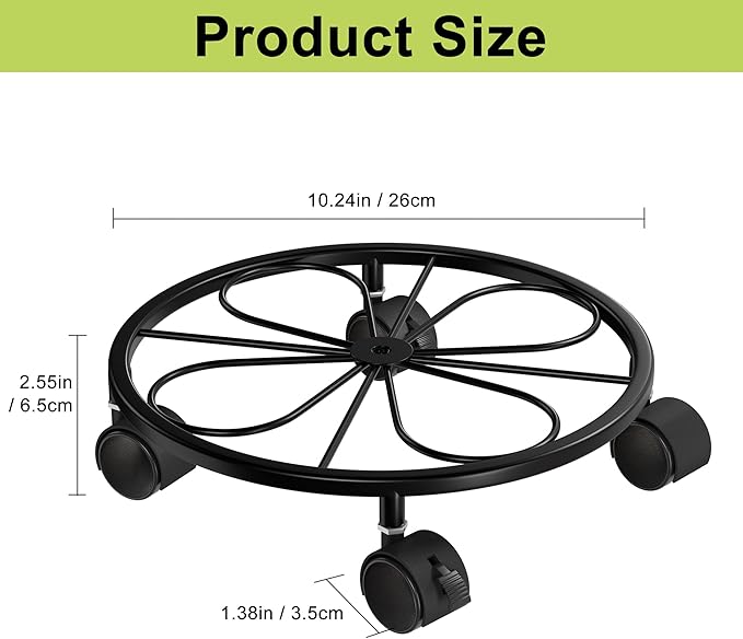 2 Pack Rolling Plant Stands with Wheels - 10.24" Plant Caddy, 360 °Rotatable and Lockable Plant Rollers, 80LB Weight Capacity, Plant Tray with Casters for Indoor Outdoor Wine Cellar.