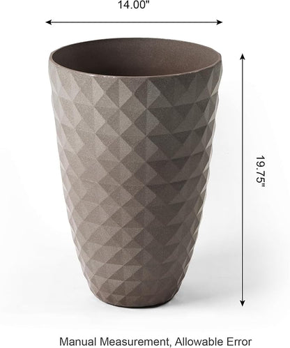 Glitzhome 19.75" H Tall Outdoor Planters Set of 2, Large Planters for Outdoor Plants, Oversized Textured Tall Planter with Drainage Holes, Decorative Round Flower Pots for Indoor Outdoor