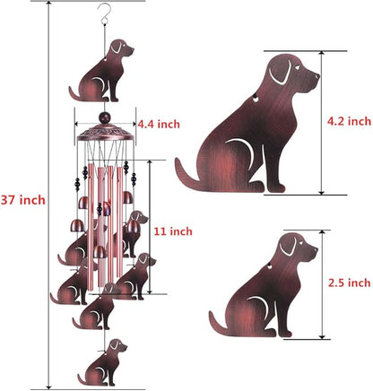 Dog Wind Chimes Outdoor/Indoor Decor -with Hook 6 Bells 7 Dogs Windchime, Memorial Wind Bell, Romantic Wind Catcher, Blessing Windchimes for Home, Mom Gifts, Balcony, Yard, Festival Garden Decoration