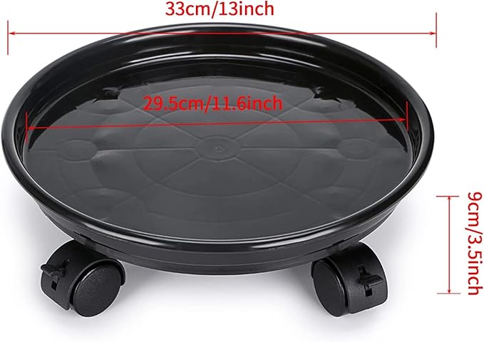 2Pcs Plant Caddy,Planter Pot Mover, Plant Pot Pallet Dolly Caster with Universal Wheels, Round Movable Planter Dolly Trolley Tray Pallet Outdoor Indoor Tree Flower Stand Planter (13 inch+2pcs+black)