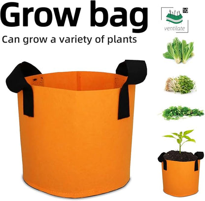 Grow Bags,Growing Pot Bags Garden Grow Bag Indoor Outdoor Fabric Aeration Plant Pot Container Flower Vegetable Pouch (Light Orange,10Gallon)