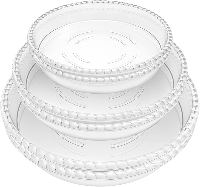 6 Pack Clear Plant Saucer 6 8 10 inch, Durable Plastic Plant Trays for Indoor, Round Flower Plant Pot Saucer, Sturdy Plant Water Catcher Tray