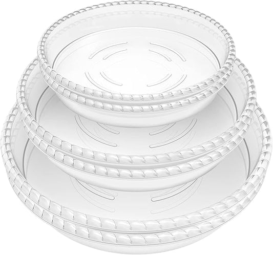 6 Pack Clear Plant Saucer 6 8 10 inch, Durable Plastic Plant Trays for Indoor, Round Flower Plant Pot Saucer, Sturdy Plant Water Catcher Tray