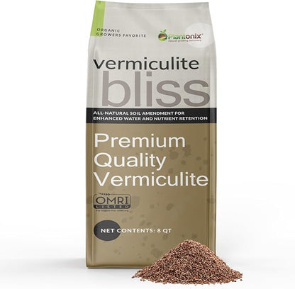 Perlite Bliss (8 Qts) + Vermiculite Bliss (8 Qts) + Char Bliss (8 Qts) - Organic Perlite for Plants - Fine Vermiculite for Gardening - Biochar Horticultural Charcoal for Plants - Bulk Soil Amendments