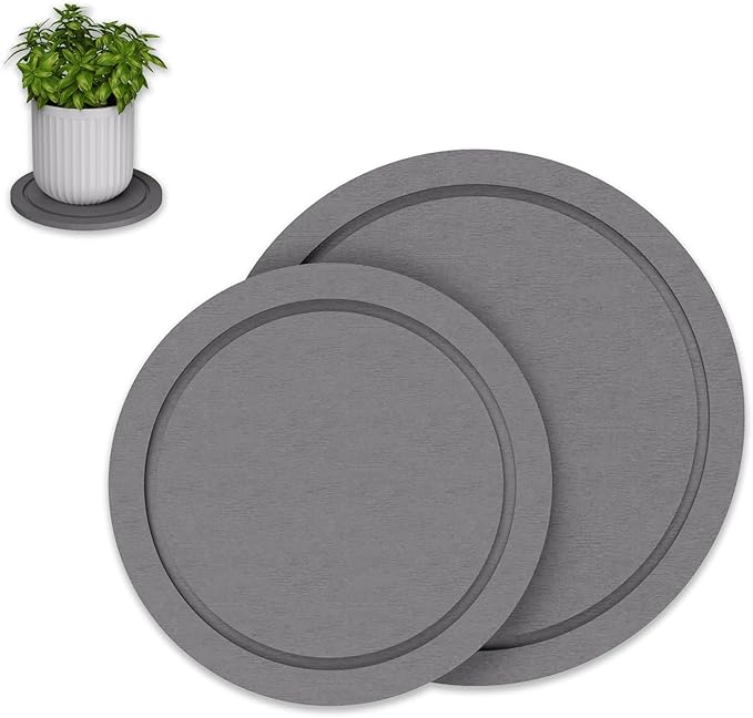 Plant Saucer for Indoors, 8+10 Inch, Instantly Dry Diatomaceous Earth Plant Trays, Stone Plant Pot Saucers Drip & Drainage Tray, Gray