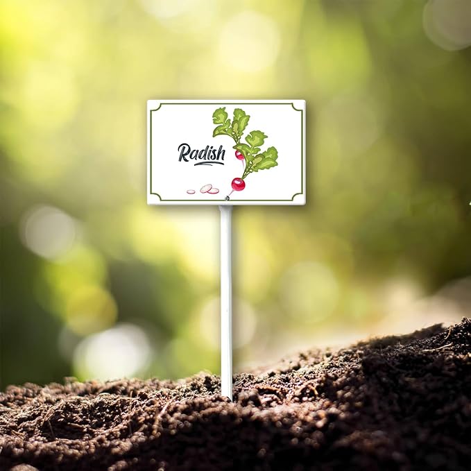 Boylee Vegetable Signs With Stake Radish Garden Signs For Vegetables Herb Garden Signs Garden Name Stakes For Plants 8x12inch Outdoor Indoor Herbs Flowers Potted Plants