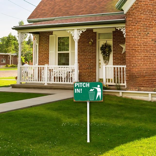 8 x 12 inch Pitch in No Littering Sticker Label with Symbol Yard Sign Stakes Outdoor Lawn Yard Signs