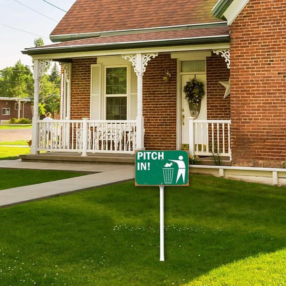 8 x 12 inch Pitch in No Littering Sticker Label with Symbol Yard Sign Stakes Outdoor Lawn Yard Signs