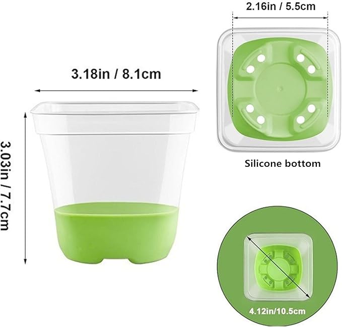 6pcs Seed Starter Tray, Silicone Seeding Starter with Pop-Out Cells, Plant Growing Trays for Seed Starter, Indoor Seeding Planting Growing (6 PCS Green)