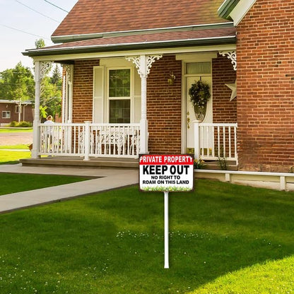8 x 12 inch Keep Out Signs, No Right to Roam Yard Sign Stakes Outdoor Lawn Yard Signs
