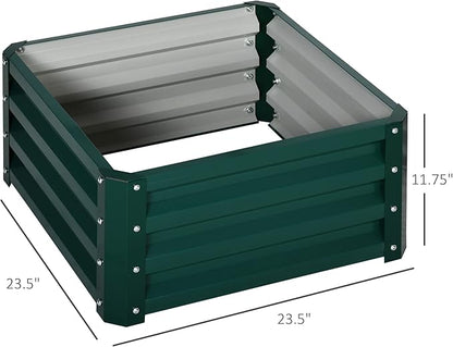 Outsunny 2 Piece Galvanized Raised Garden Bed, 2' x 2' x 1' Metal Planter Box for Growing Vegetables, Flowers, Herbs, Succulents, Green