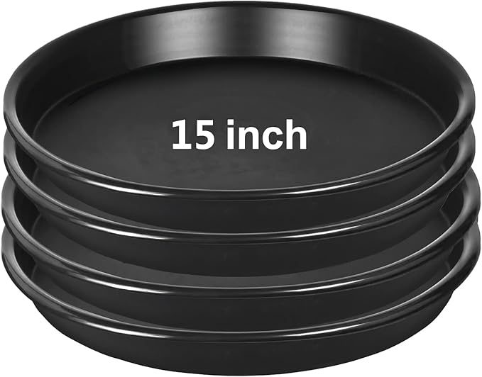 4 Pack 15 Inch Plant Saucer Plastic Plant Saucer Drip Trays Plant Saucers for Indoors Outdoor Plant (15 inch 4Pack)