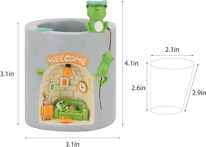Segreto Creative Resin Plants Flower Pots Planter with Drainage for Succulent Planting Pot Decorated Desk,Garden,Living Room (Frog)