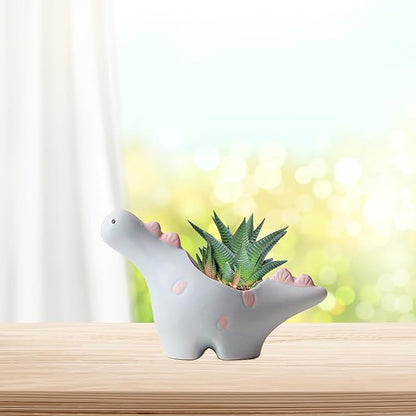 HVEST Dinosaur Shaped Planter, Cute Funny Blue Animal Dinosaur Succulent Cactus Plant Pots for Family Friends, Mini Dinosaur Ceramic Planters for Indoor Home Office Garden Desktop Decoration