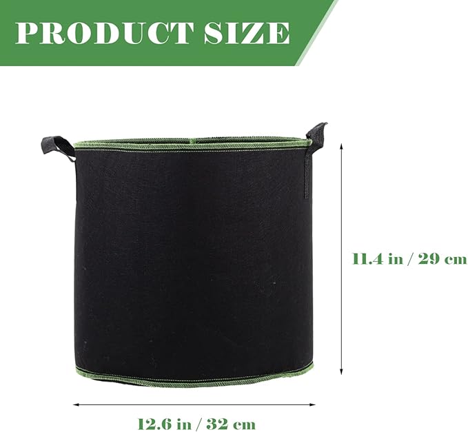DOITOOL 5 Pack Plant Grow Bags 11.4 Inch Nonwoven Fabric Seedling Pots with Drainage for Vegetable Flower Garden Nursery Use