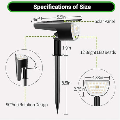 Claoner 32 LED Solar Landscape Spotlights, 3 Modes Waterproof Solar Landscaping Spotlights Outdoor Solar Powered Wall Lights for Yard Garden Driveway Porch Walkway Pool Patio- Warm White(4 Pack)