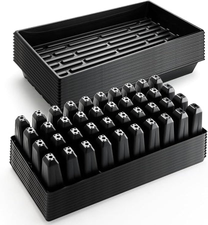 10 Pack 1020 Seed Starter Trays and 10 Pcs 40 Cell Plug Trays, Thick Durable Seedling Plastic Nursery Tray for TD542 1020 Tray Germination (10 Sets)