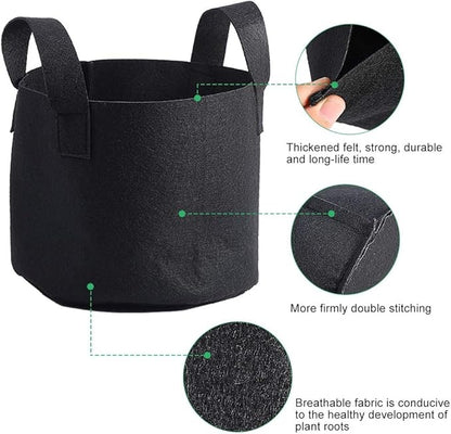 Black Felt Plants Growing Bag, Plant Grow Bags Garden Bag to Grow Vegetables, Vegetable Potato Planter Containers Flower Aeration Planting Pot Container for Planting Potatoes (3 Gallon (20 x 25cm))