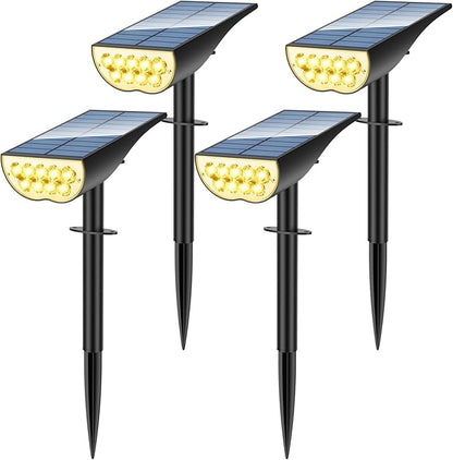 Solar Spot Lights Outdoor, Solar Lights Outdoor Waterproof IP65, 3 Brightness Modes Dusk to Dawn Landscape Spotlights for Yard Garden Pathway Tree Decoration, Warm White, 4 Pack