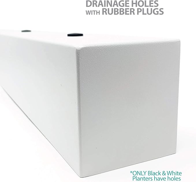 Buhbo Steel Rectangular Planter Box - 16 Inch, White - Modern Trough for Succulents & Small Plants, Indoor/Outdoor Use, Durable Alloy Steel with Drainage